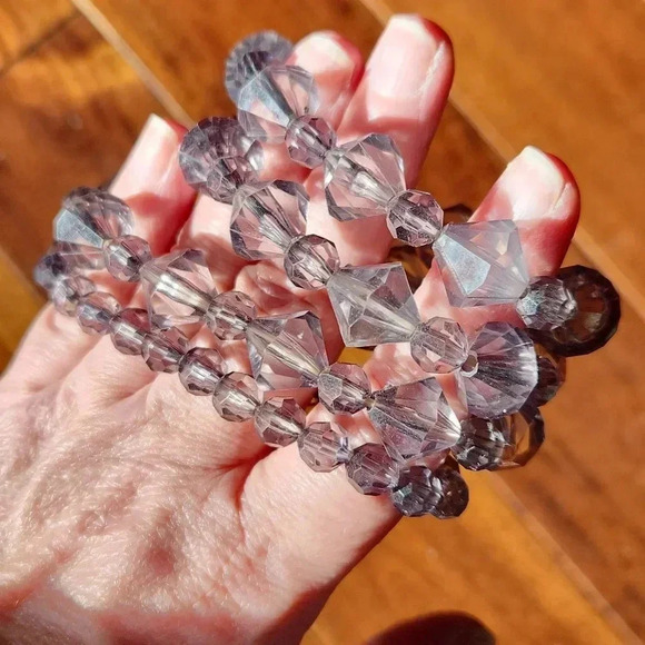 Set 4 Smoky Gray Faceted Beaded Stretch Bracelets - Picture 7 of 7